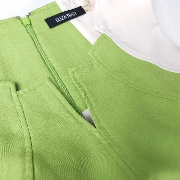 Ellen Tracy Lime Cream Dress Sz 4 - Picture 4 of 13